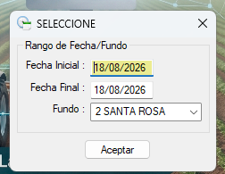Selección de fechas y fundo